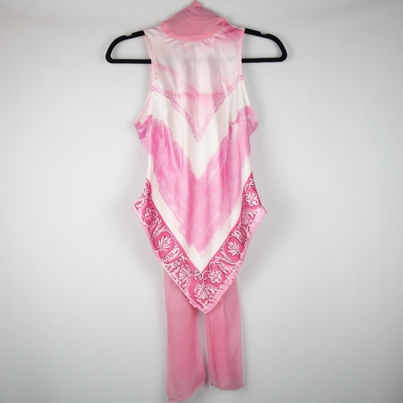 Lorena Conti Paris Pink Sleeveless Top w/ Scarf Collar Made In France, Size 2 - Picture 1 of 16
